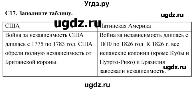 ГДЗ (Решебник) по истории 8 класс (контрольно-измерительные материалы Нового времени) Волкова К.В. / задание номер / 17