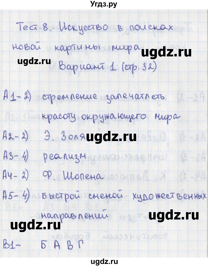 ГДЗ (Решебник) по истории 8 класс (контрольно-измерительные материалы Нового времени) Волкова К.В. / тест 8. вариант номер / 1