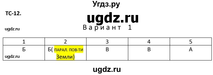 ГДЗ (Решебник) по физике 10 класс (дидактические материалы) Марон А.Е. / тесты для самоконтроля / ТС-12.. вариант номер / 1