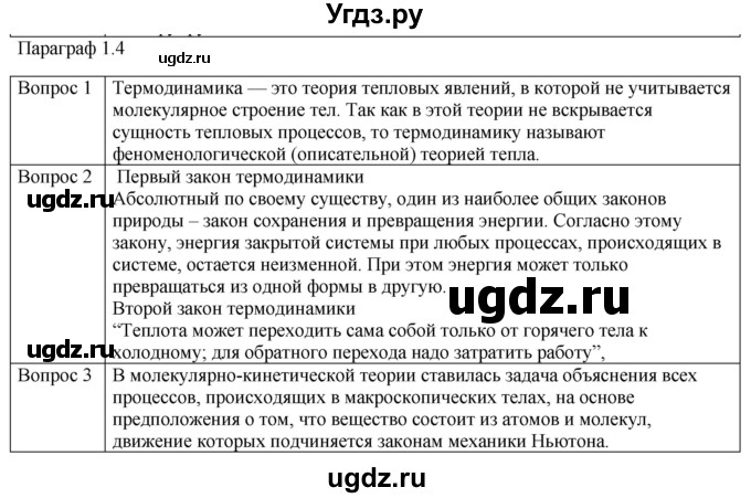 ГДЗ (Решебник) по физике 10 класс (молекулярная физика. термодинамика) Мякишев Г.Я. / глава 1 / вопросы. параграф / 4