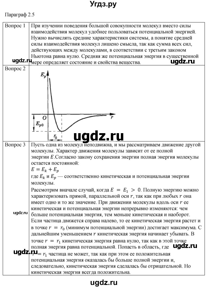 ГДЗ (Решебник) по физике 10 класс (молекулярная физика. термодинамика) Мякишев Г.Я. / глава 2 / вопросы. параграф / 5