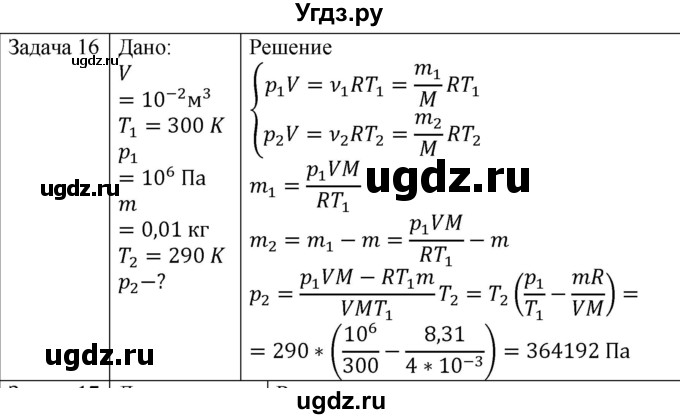 ГДЗ (Решебник) по физике 10 класс (молекулярная физика. термодинамика) Мякишев Г.Я. / глава 3 / упражнение 2 / 16