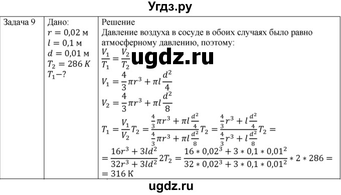 ГДЗ (Решебник) по физике 10 класс (молекулярная физика. термодинамика) Мякишев Г.Я. / глава 3 / упражнение 2 / 9