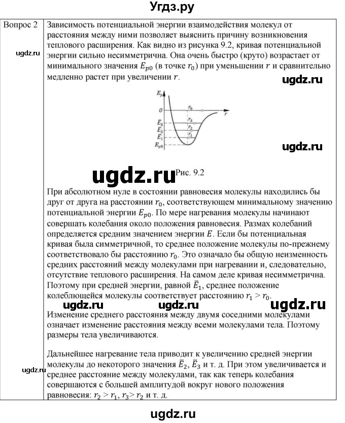 ГДЗ (Решебник) по физике 10 класс (молекулярная физика. термодинамика) Мякишев Г.Я. / глава 9 / вопросы. параграф / 1(продолжение 2)