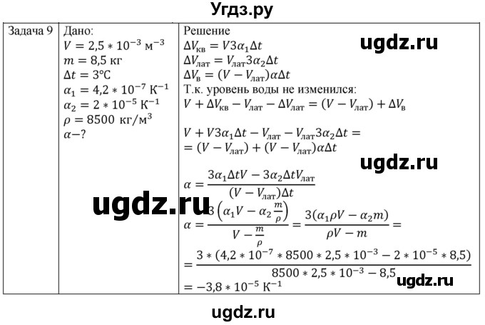 ГДЗ (Решебник) по физике 10 класс (молекулярная физика. термодинамика) Мякишев Г.Я. / глава 9 / упражнение 8 / 9