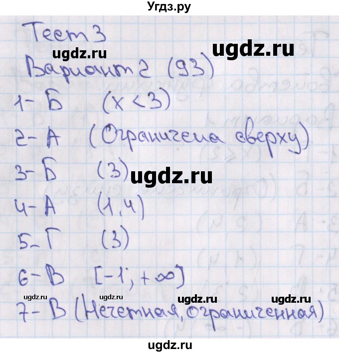 ГДЗ (Решебник) по алгебре 7 класс (тесты) Мордкович А.Г. / 9 класс / тест 3. вариант / 2