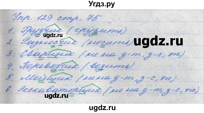 ГДЗ (Решебник №1) по русскому языку 6 класс (рабочая тетрадь) Ефремова Е.А. / упражнение номер / 129