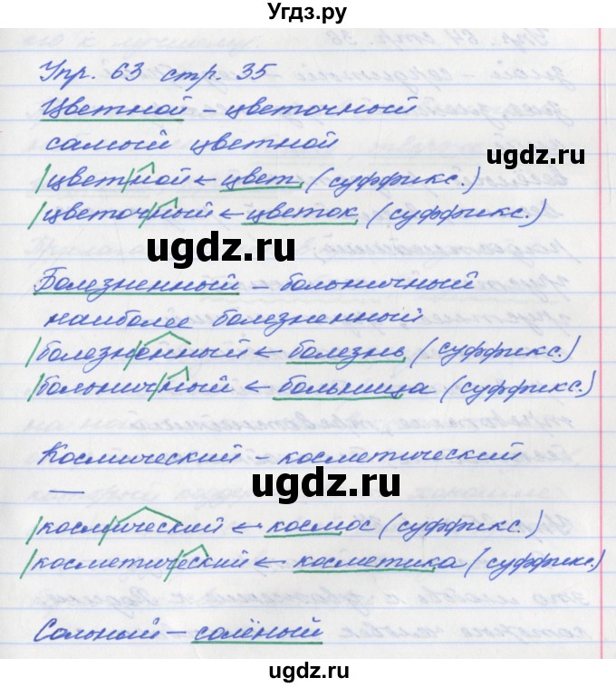 ГДЗ (Решебник №1) по русскому языку 6 класс (рабочая тетрадь) Ефремова Е.А. / упражнение номер / 63