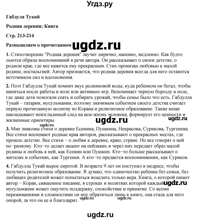 ГДЗ (Решебник к учебнику 2023) по литературе 6 класс Полухина В.П. / часть 2. страница / 213