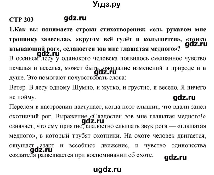 ГДЗ (Решебник к учебнику 2016) по литературе 6 класс Полухина В.П. / часть 1. страница / 203