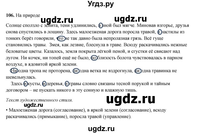 ГДЗ (Решебник 2024) по русскому языку 8 класс (рабочая тетрадь) Ефремова Е.А. / упражнение / 106