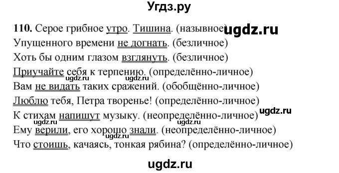 ГДЗ (Решебник 2024) по русскому языку 8 класс (рабочая тетрадь) Ефремова Е.А. / упражнение / 110