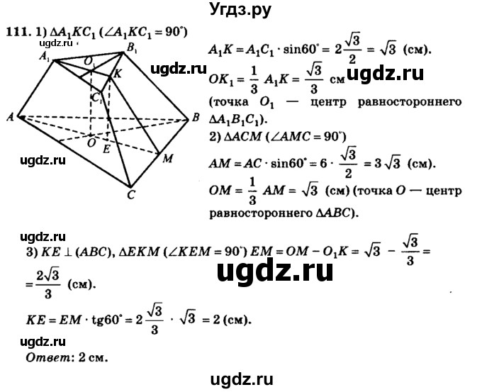 ГДЗ (Решебник №2) по геометрии 11 класс В.В. Шлыков / задача номер / 111