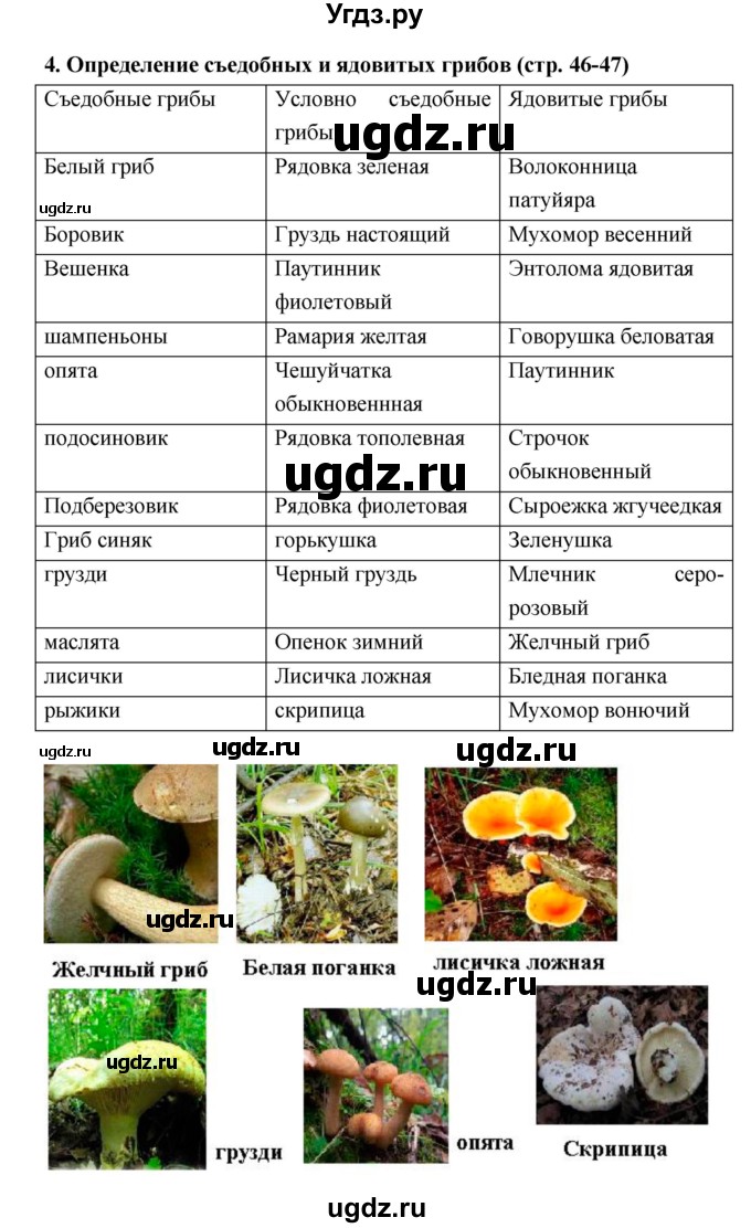 ГДЗ (Решебник) по биологии 7 класс (тетрадь-практикум) Сухорукова Л.Н. / страница номер / 46–47