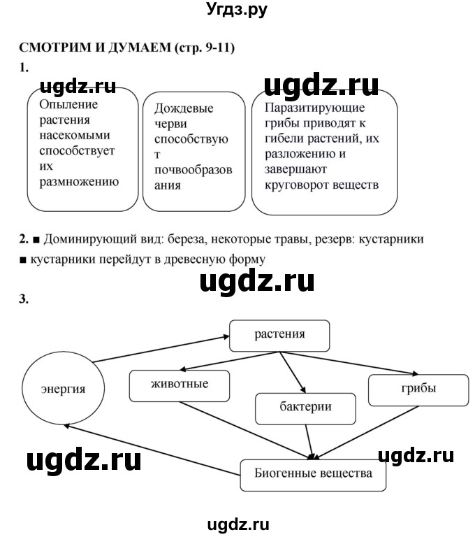 ГДЗ (Решебник) по биологии 7 класс (тетрадь-тренажер) Сухорукова Л.Н. / страница номер / 9–11