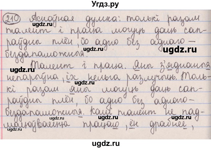 ГДЗ (Решебник №1) по белорусскому языку 5 класс Красней В. П. / часть 1 / упражнение номер / 210