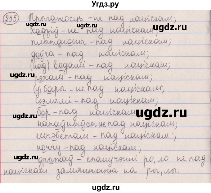ГДЗ (Решебник №1) по белорусскому языку 5 класс Красней В. П. / часть 1 / упражнение номер / 255