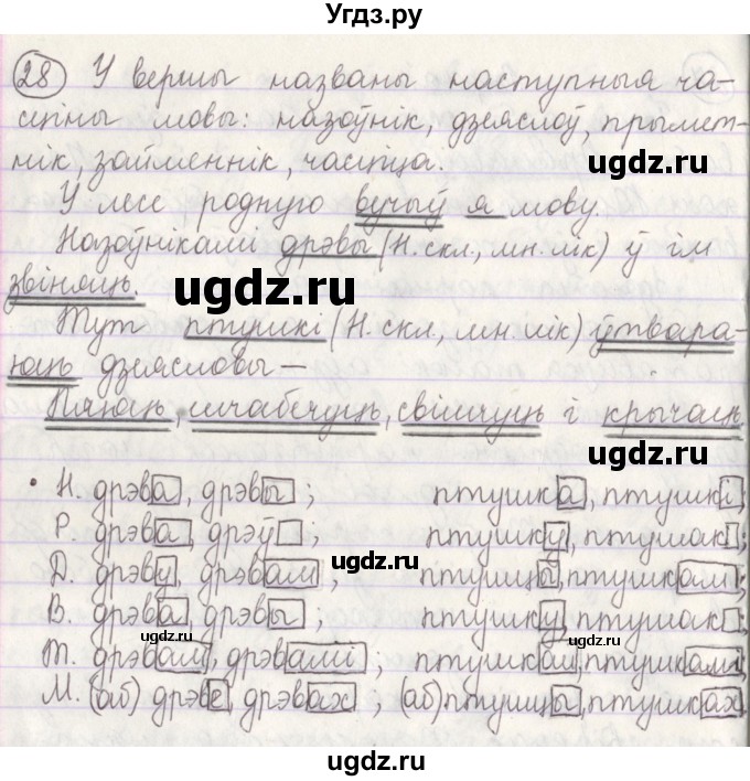 ГДЗ (Решебник №1) по белорусскому языку 5 класс Красней В. П. / часть 1 / упражнение номер / 28
