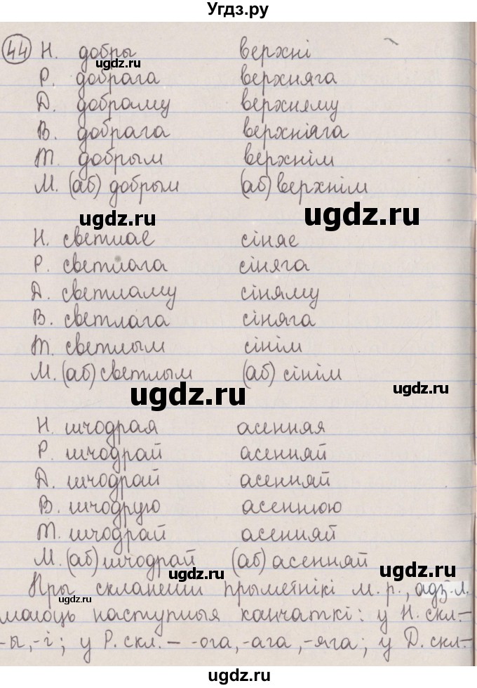 ГДЗ (Решебник №1) по белорусскому языку 5 класс Красней В. П. / часть 1 / упражнение номер / 44