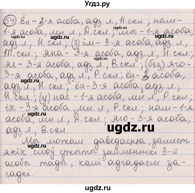ГДЗ (Решебник №1) по белорусскому языку 5 класс Красней В. П. / часть 1 / упражнение номер / 54