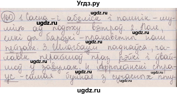 ГДЗ (Решебник №1) по белорусскому языку 5 класс Красней В. П. / часть 2 / упражнение номер / 160