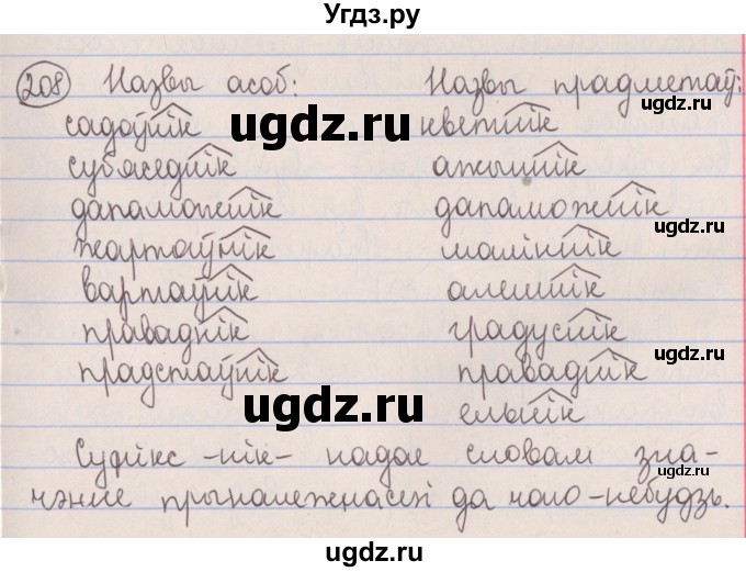 ГДЗ (Решебник №1) по белорусскому языку 5 класс Красней В. П. / часть 2 / упражнение номер / 208
