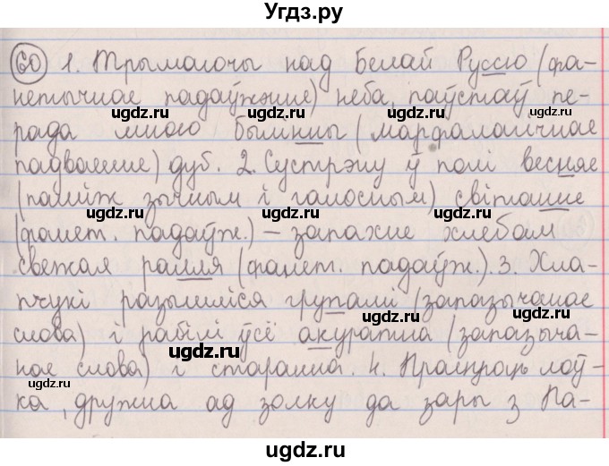 ГДЗ (Решебник №1) по белорусскому языку 5 класс Красней В. П. / часть 2 / упражнение номер / 60