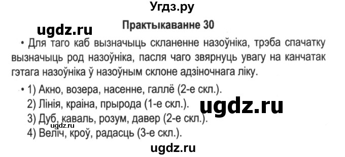 ГДЗ (Решебник №2) по белорусскому языку 5 класс Красней В. П. / часть 1 / упражнение номер / 30