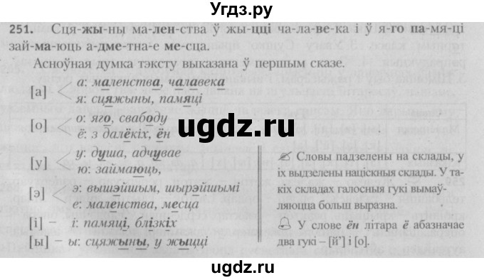ГДЗ (Решебник №3) по белорусскому языку 5 класс Красней В. П. / часть 1 / упражнение номер / 251