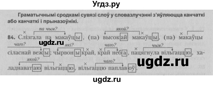 ГДЗ (Решебник №3) по белорусскому языку 5 класс Красней В. П. / часть 1 / упражнение номер / 84