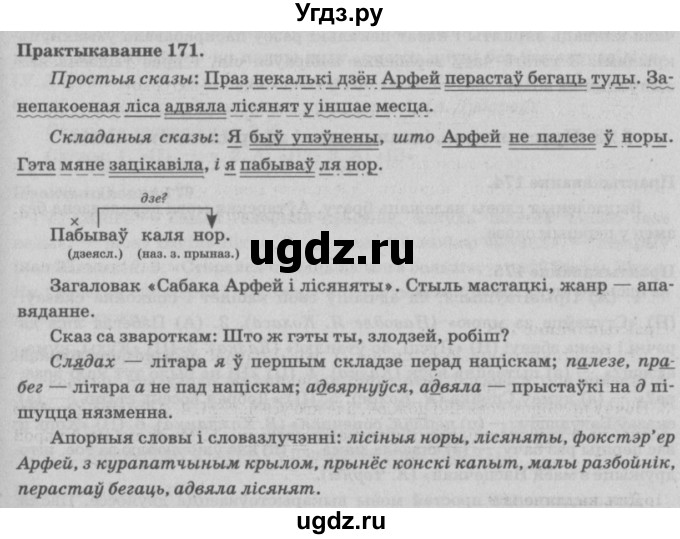 ГДЗ (Решебник №4) по белорусскому языку 5 класс Красней В. П. / часть 1 / упражнение номер / 171