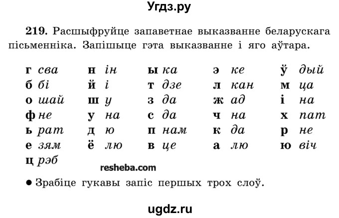 ГДЗ (Учебник) по белорусскому языку 5 класс Красней В. П. / часть 1 / упражнение номер / 219