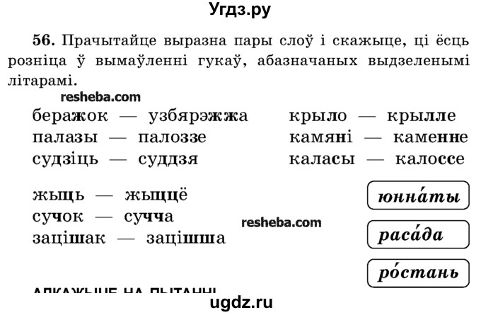 ГДЗ (Учебник) по белорусскому языку 5 класс Красней В. П. / часть 2 / упражнение номер / 56