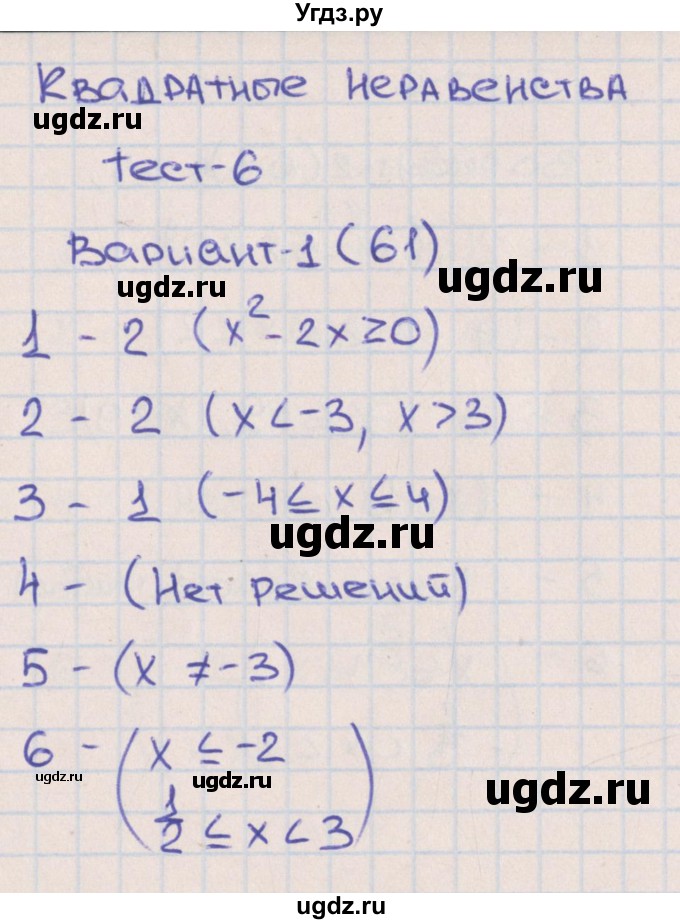 ГДЗ (Решебник) по алгебре 8 класс (тематические тесты ОГЭ) Ткачева М.В. / тест 6. вариант номер / 1