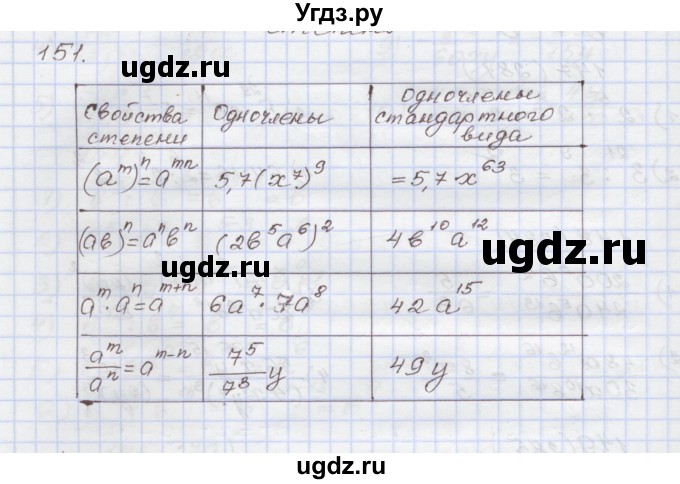 ГДЗ (Решебник) по алгебре 7 класс (рабочая тетрадь) Муравин Г.К. / задание номер / 151