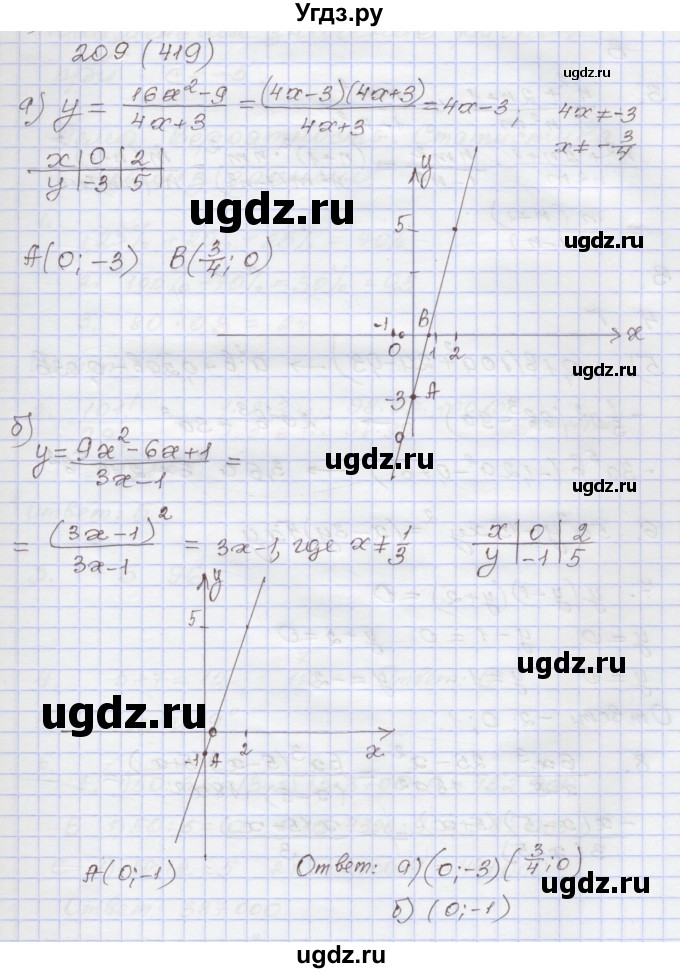 ГДЗ (Решебник) по алгебре 7 класс (рабочая тетрадь) Муравин Г.К. / задание номер / 209