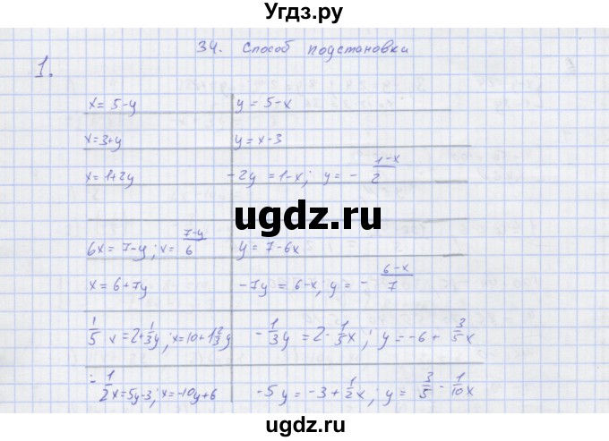 ГДЗ (Решебник) по алгебре 7 класс (рабочая тетрадь) Колягин Ю.М. / параграф 34-№ / 1