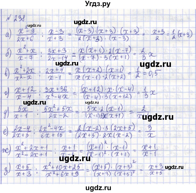 ГДЗ (Решебник) по алгебре 7 класс (рабочая тетрадь) Потапов М.К. / задание / 238