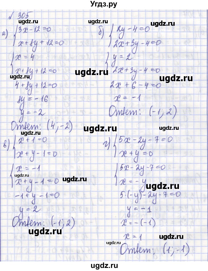 ГДЗ (Решебник) по алгебре 7 класс (рабочая тетрадь) Потапов М.К. / задание / 305