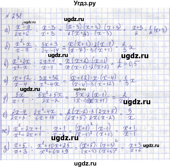ГДЗ (Решебник) по алгебре 7 класс (рабочая тетрадь) Потапов М.К. / задание номер / 238