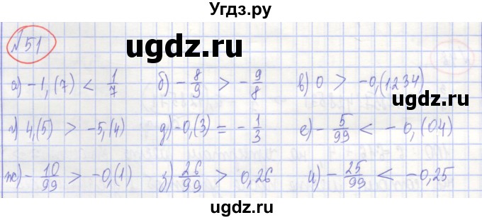 ГДЗ (Решебник) по алгебре 7 класс (рабочая тетрадь) Потапов М.К. / задание номер / 51