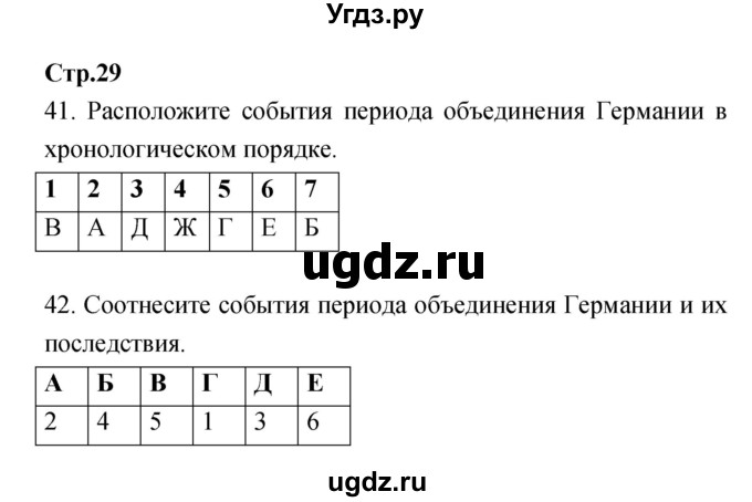 ГДЗ (Решебник) по истории 8 класс (рабочая тетрадь) Волкова Е.В. / страница-№ / 29