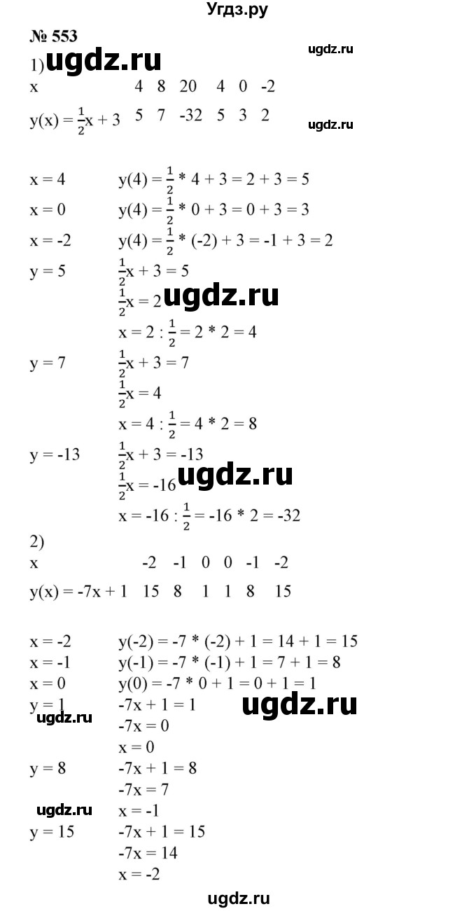 ГДЗ (Решебник №1) по алгебре 7 класс Колягин Ю.М. / упражнение номер / 553