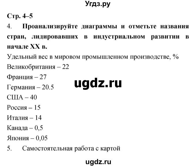 ГДЗ (Решебник) по истории 9 класс (рабочая тетрадь) Пономарев М.В. / страница номер / 4–5