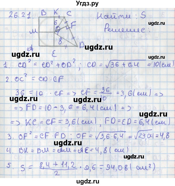ГДЗ (Решебник) по геометрии 8 класс Мерзляк А.Г. / параграф 26-номер / 26.21