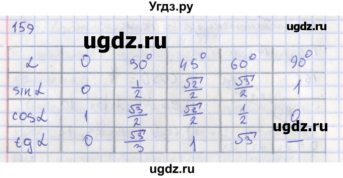 ГДЗ (Решебник) по геометрии 8 класс (рабочая тетрадь) Мищенко Т.М. / задача номер / 159