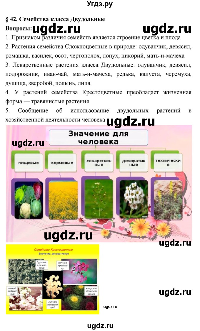 ГДЗ (Решебник 1) по биологии 7 класс Пономарева И.Н. / параграф номер / 42