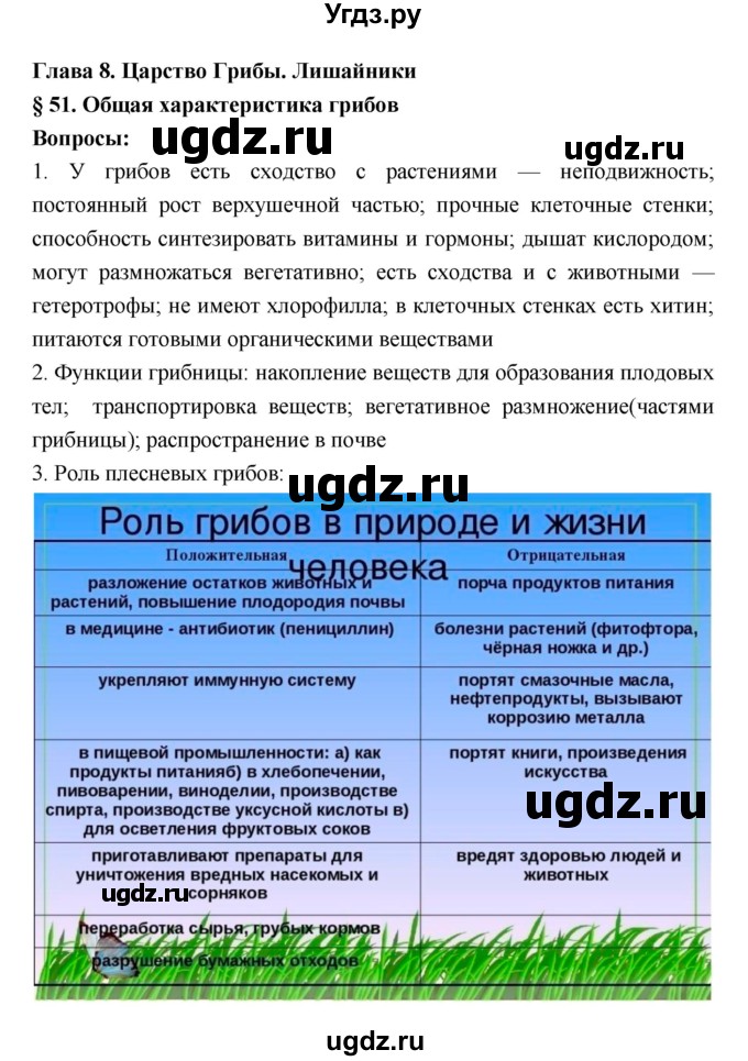 ГДЗ (Решебник 1) по биологии 7 класс Пономарева И.Н. / параграф номер / 51