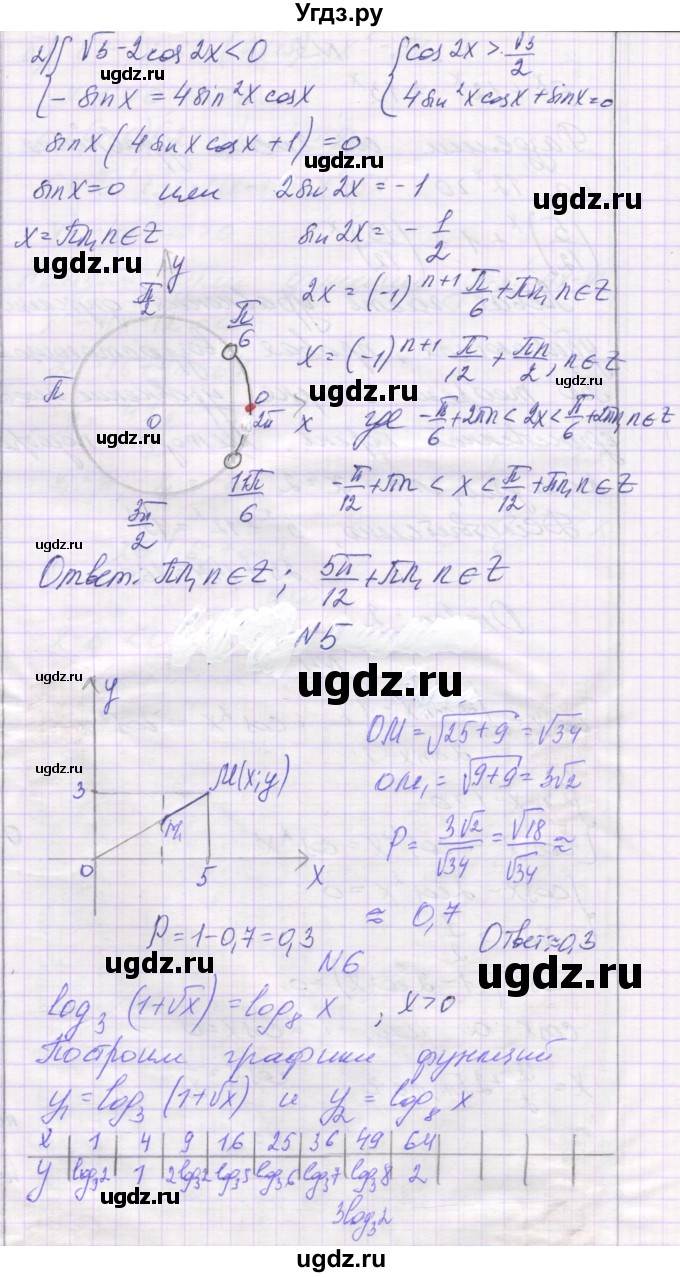 ГДЗ (Решебник) по алгебре 11 класс (контрольные работы) Глизбург В.И. / контрольная работа 7. вариант номер / 5(продолжение 6)