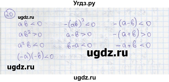 ГДЗ (Решебник №1) по алгебре 7 класс (рабочая тетрадь) Минаева С.С. / упражнение номер / 20